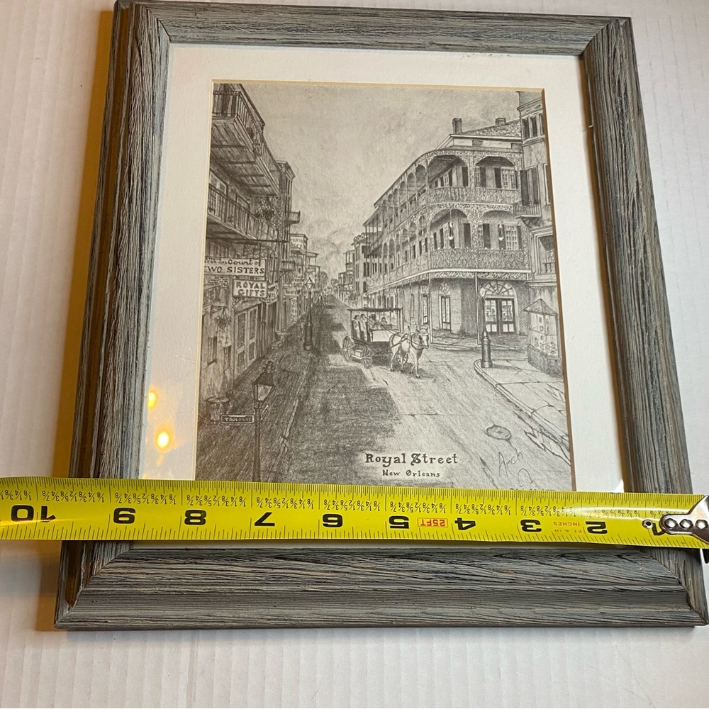 New Orleans Sketch Print Framed & Matted Archie C. Boyd Royal Street Framed - Picture 4 of 5